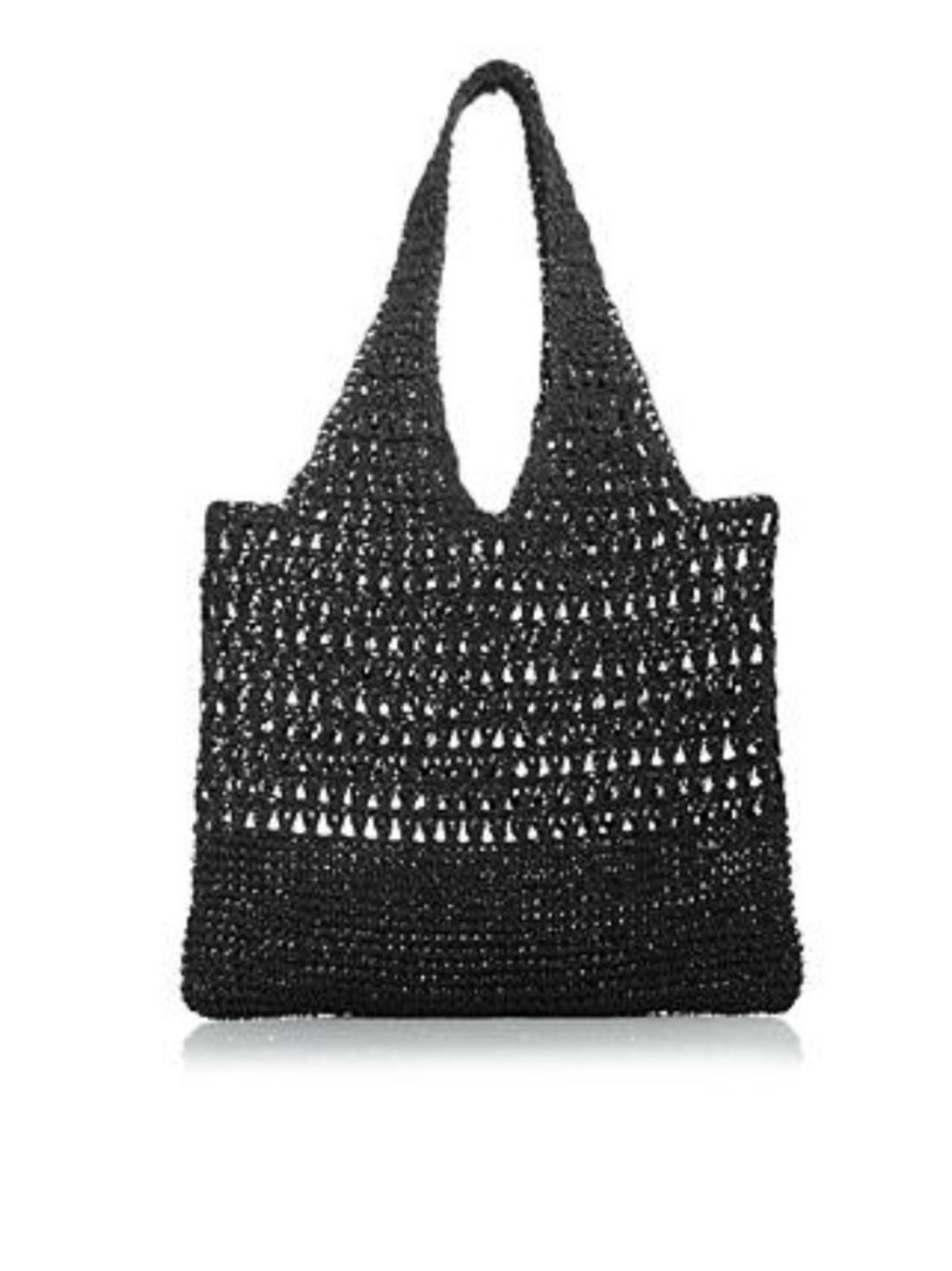 Black Aqua Crochet Knit Tote Bag